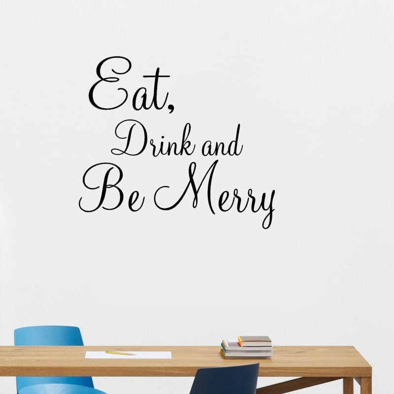 High-quality 58CM*50.8CM Eat Drink And Be Merry Stickers Quote Decal Kitchen PVC Wakll Decor W1-258