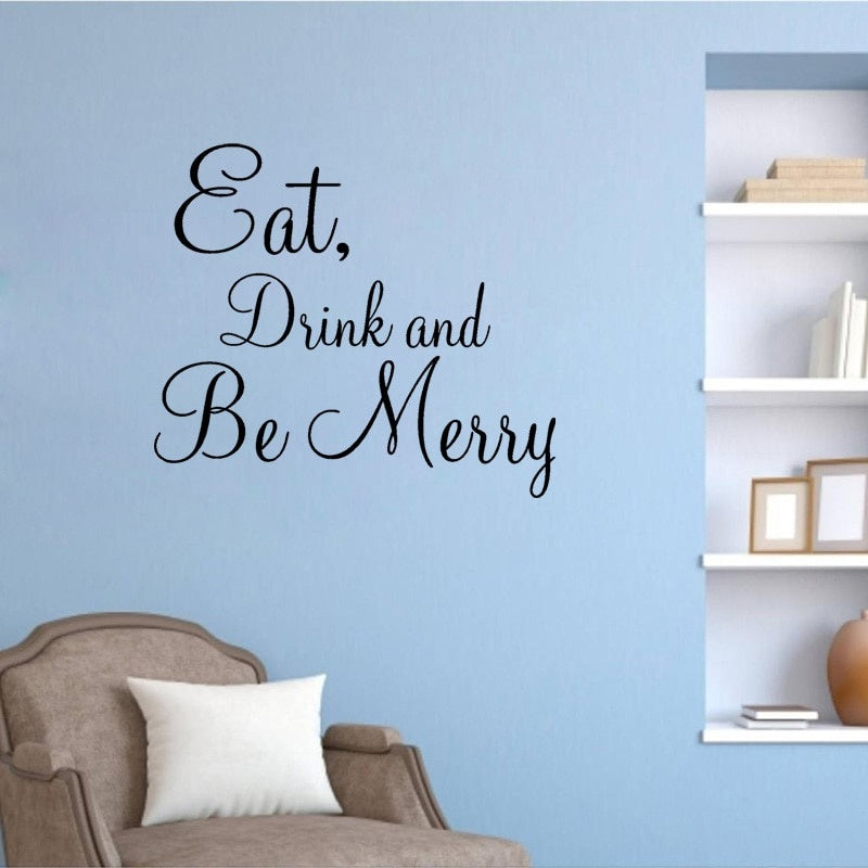 High-quality 58CM*50.8CM Eat Drink And Be Merry Stickers Quote Decal Kitchen PVC Wakll Decor W1-258