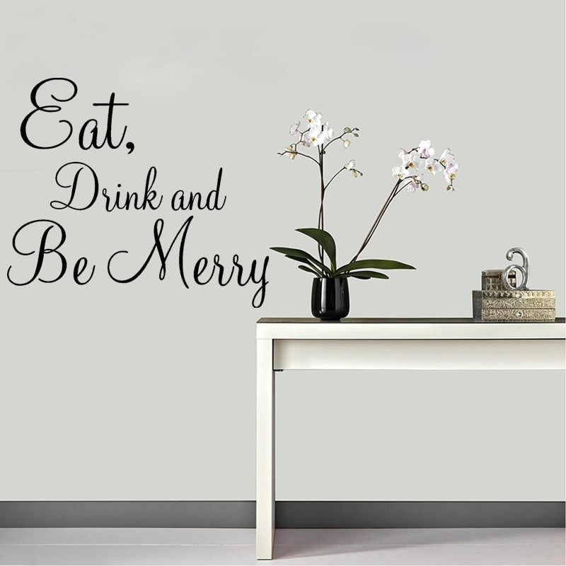 High-quality 58CM*50.8CM Eat Drink And Be Merry Stickers Quote Decal Kitchen PVC Wakll Decor W1-258