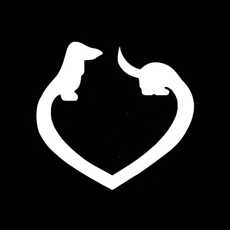 High-quality 12.7CM*11.9CM DACHSHUND HEART DOG Vinyl Car Sticker Decals Black/Silver C10-00482