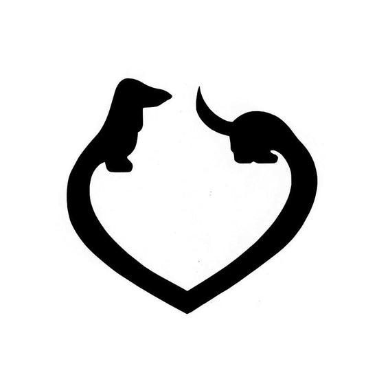 High-quality 12.7CM*11.9CM DACHSHUND HEART DOG Vinyl Car Sticker Decals Black/Silver C10-00482