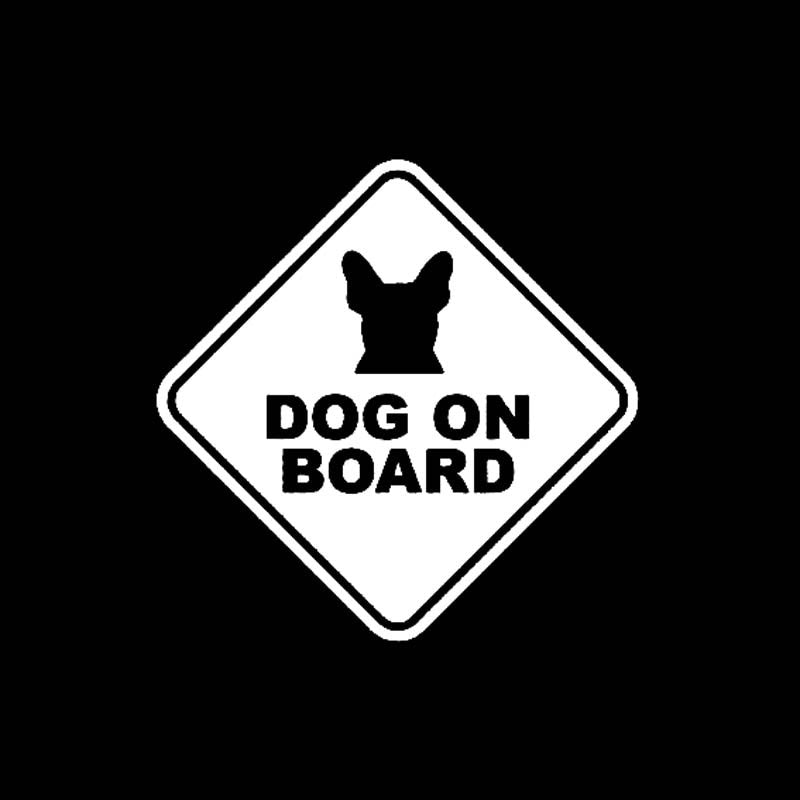 High-quality 10CM*10CM DOG ON BOARD Safety Sign Sticker Car Vinyl Decals Black/Silver C10-00561