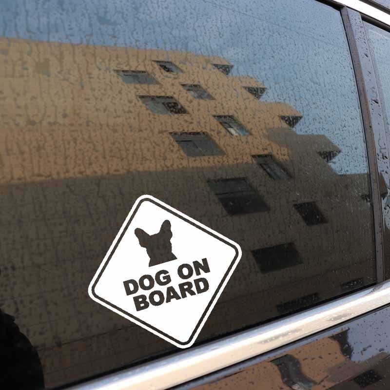 High-quality 10CM*10CM DOG ON BOARD Safety Sign Sticker Car Vinyl Decals Black/Silver C10-00561
