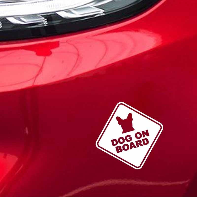 High-quality 10CM*10CM DOG ON BOARD Safety Sign Sticker Car Vinyl Decals Black/Silver C10-00561