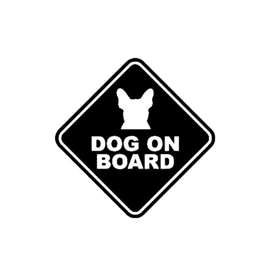 High-quality 10CM*10CM DOG ON BOARD Safety Sign Sticker Car Vinyl Decals Black/Silver C10-00561