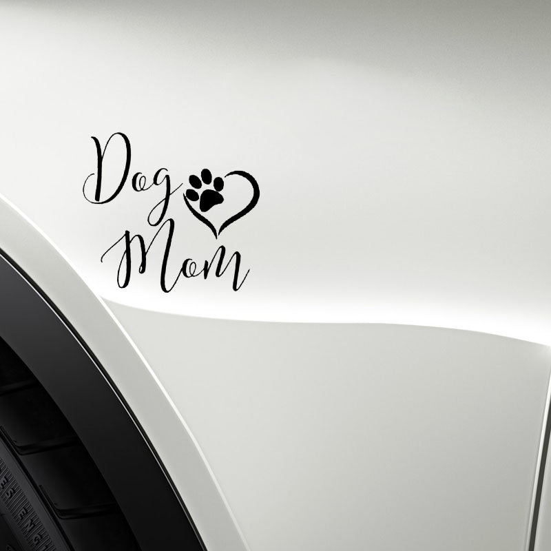 New Brand 12.7CM*11.2CM Dog Mom Sweet Footprints Vinyl Car Sticker Decals Black/Silver C10-00420