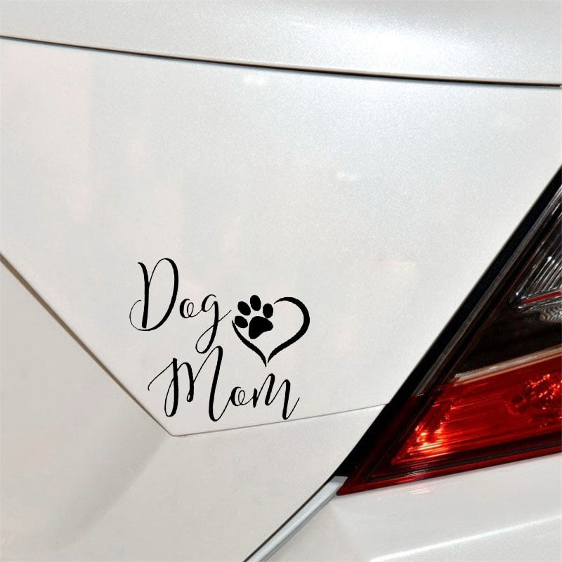 New Brand 12.7CM*11.2CM Dog Mom Sweet Footprints Vinyl Car Sticker Decals Black/Silver C10-00420