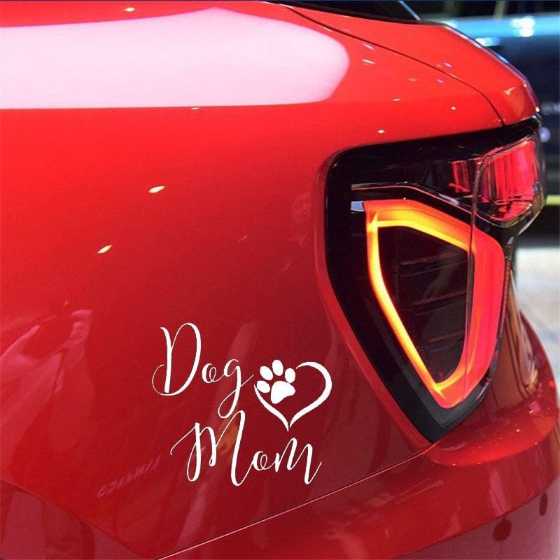 New Brand 12.7CM*11.2CM Dog Mom Sweet Footprints Vinyl Car Sticker Decals Black/Silver C10-00420