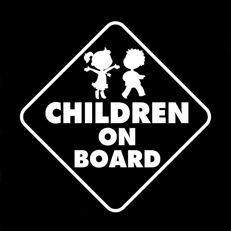 New Brand 10.2CM*10.2CM CHILDREN ON BOARD Cute Girl And Boy Car Sticker Decal Vinyl Black Silver C10-00664
