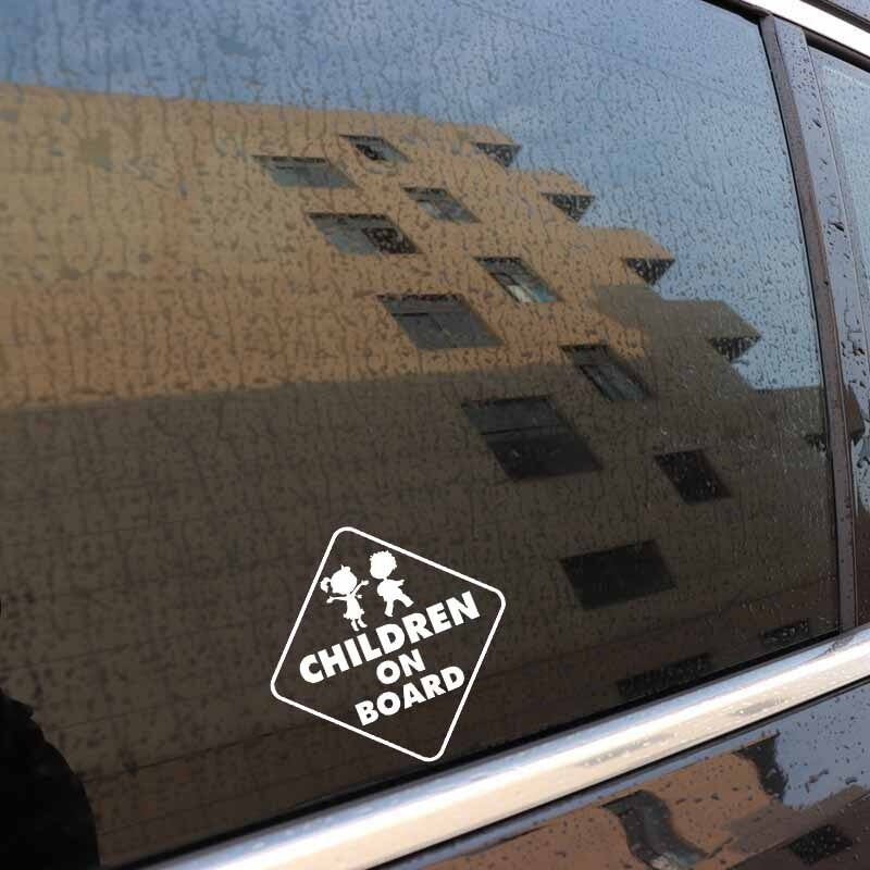 New Brand 10.2CM*10.2CM CHILDREN ON BOARD Cute Girl And Boy Car Sticker Decal Vinyl Black Silver C10-00664