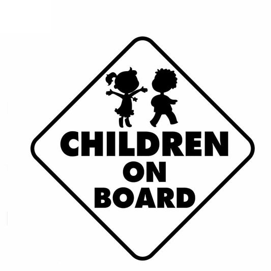 New Brand 10.2CM*10.2CM CHILDREN ON BOARD Cute Girl And Boy Car Sticker Decal Vinyl Black Silver C10-00664