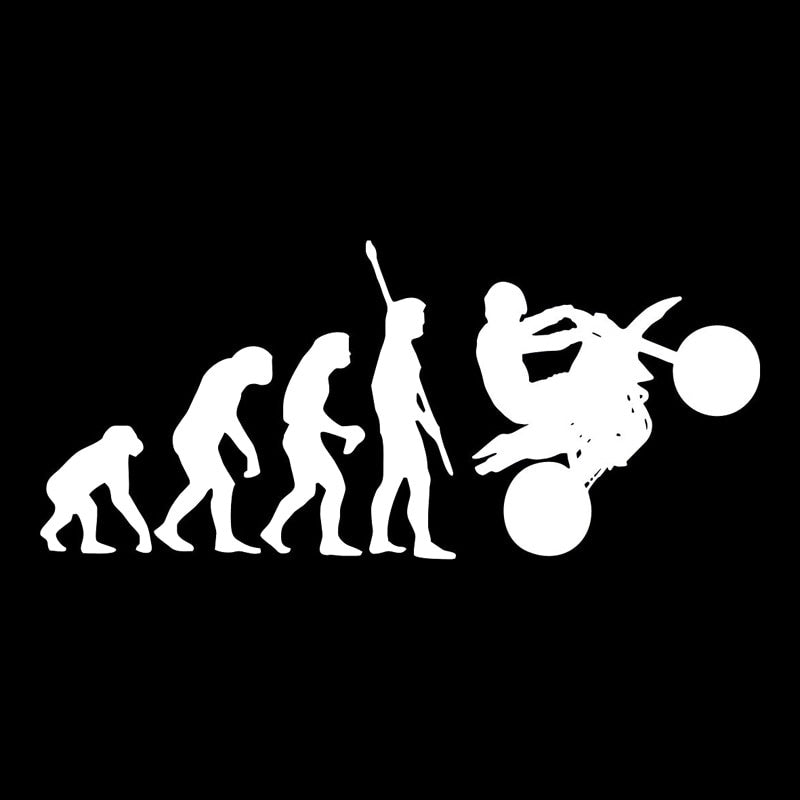 19.2*8.5CM  Human Evolution Motorcycle Car Stickers Personalized Vinyl  Decals Black/Silver C7-0689