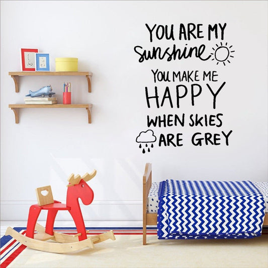 New Hot 43.2CM*55.8CM  Wall Sticker You Are My Sunshine You Make Me Happy Quote  PVC Home  Decor  W1-514