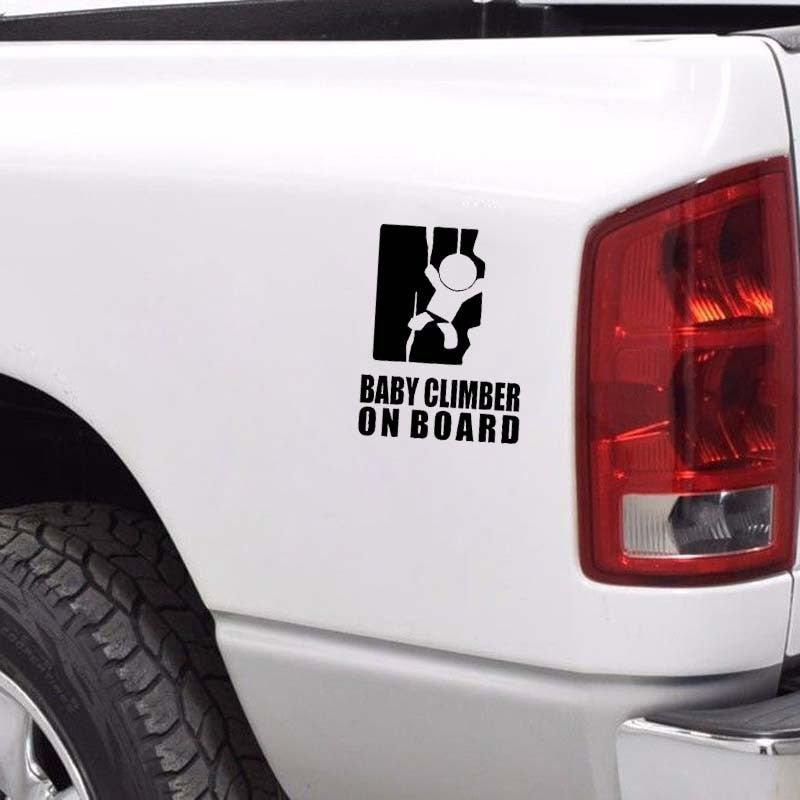 New Hot 9.1CM*12CM BABY CLIMBER ON BOARD Vinyl Sticker Car Funny Decals Black/Silver C10-00767