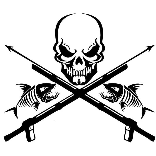 20.3*17.3CM Fish Reaper Skull Skeleton Speargun Car Sticker Classic  Body Decoration Accessories C6-0631