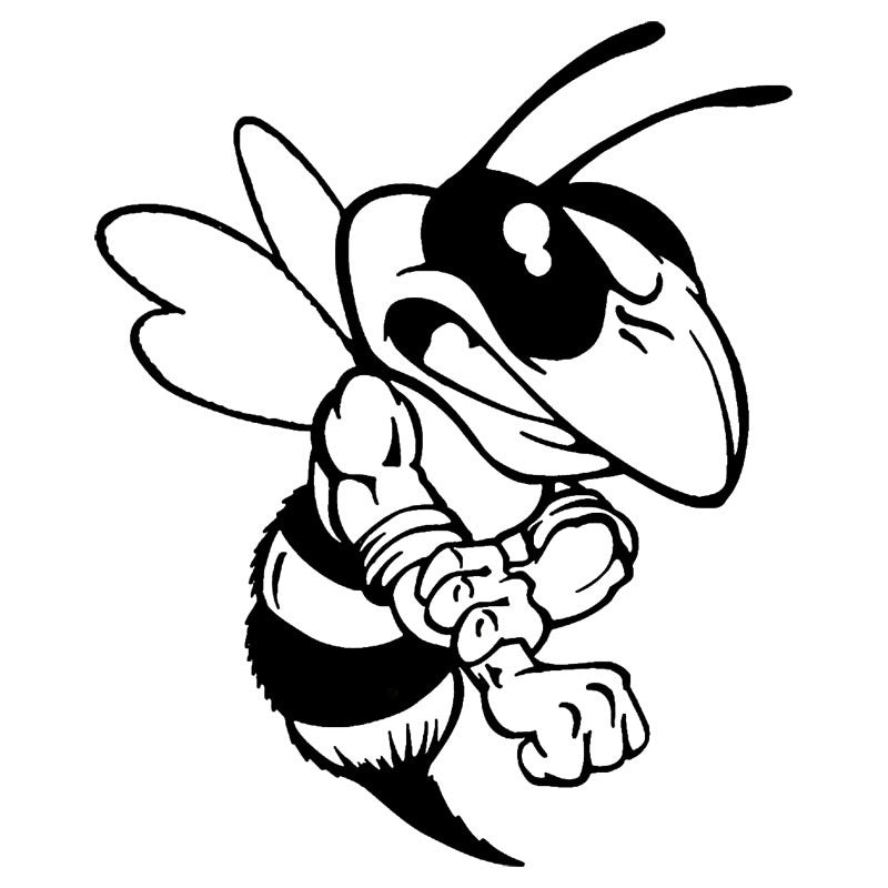 12.3*15CM Animal Car Styling Funny Cartoon Attacking Bee Car Stickers And Decal Accessories Black/Silver C9-1679
