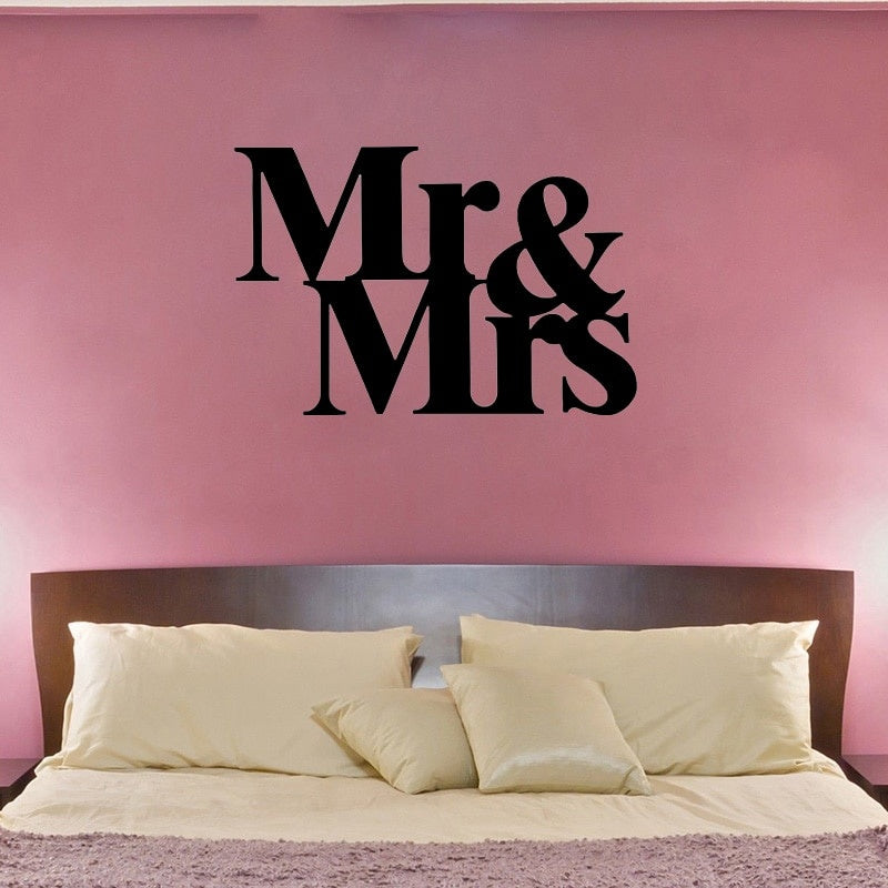 80CM*53.7CM Mr&Mrs Wall Quote Stickers Home Bedroom Decor  Decal  PVC Wall Sticker W1-010