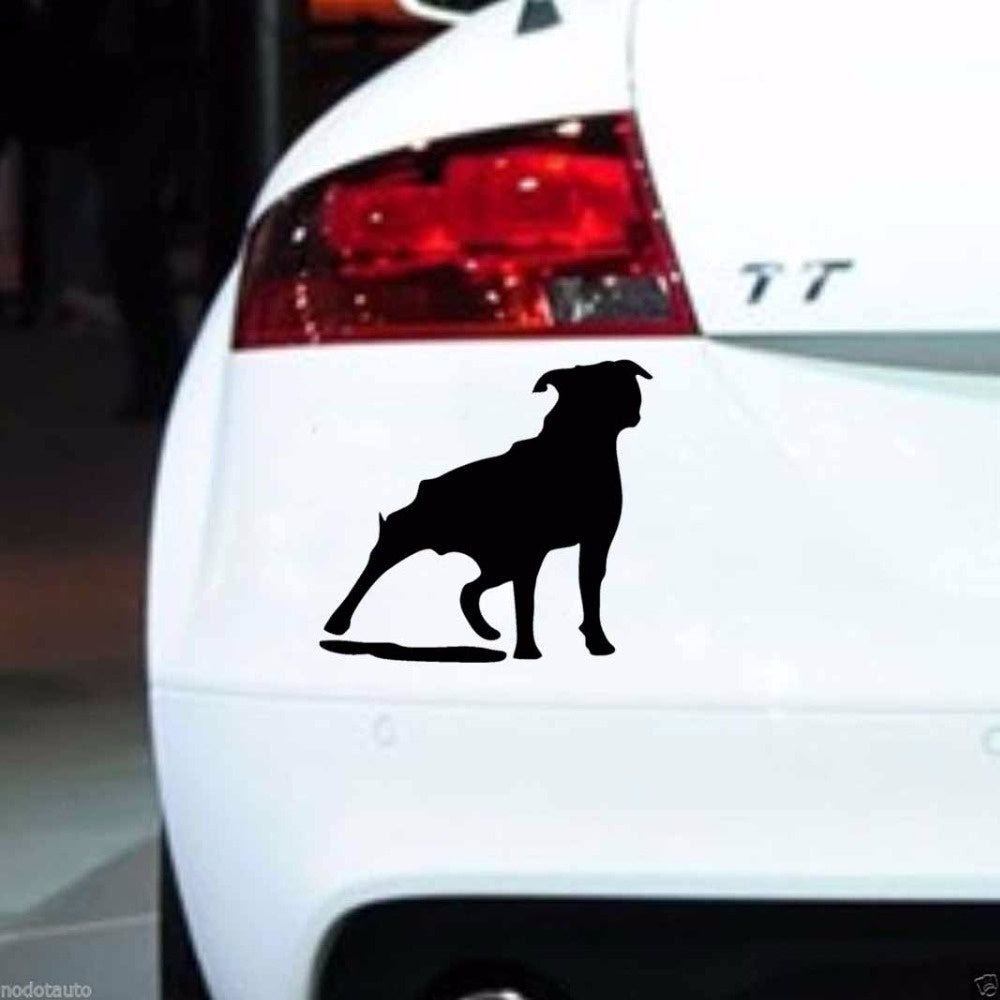 New Hot 14.7CM*13.3CM  Stafford Dog Breed Vinyl Car Sticker Bumper Decoration Black/Silver C2-3131