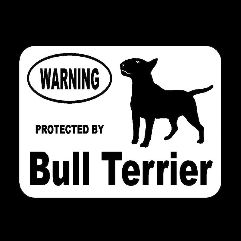 New Brand 13.3cm*10cm Creative  Protected By Bull Terrier Protected Animal Car Tail Car Stickers C5-1918