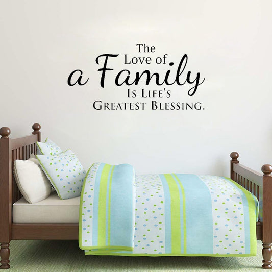 Fashion 56CM*26.9CM The Love Of Family... Wall Art Sticker Quote Art Home PVC Decor Decal  W1-398