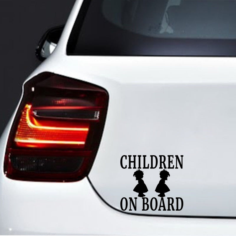 2020 NEW 12.7CM*11.3CM CHILDREN ON BOARD Girl Vinyl Decal Family Baby Child Safety Car Truck Black/Silver C10-00124