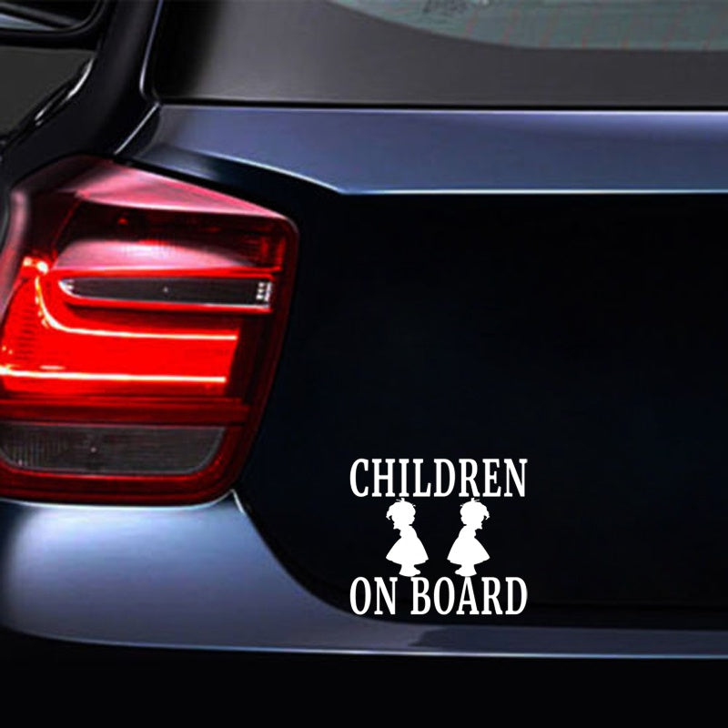 2020 NEW 12.7CM*11.3CM CHILDREN ON BOARD Girl Vinyl Decal Family Baby Child Safety Car Truck Black/Silver C10-00124