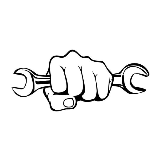 New Fashion 17.7*7.9CM  Personalized Car Stickers Mechanic Holding A Wrench Funny Motorcycle Vinyl Decals Black/Silver C7-1737