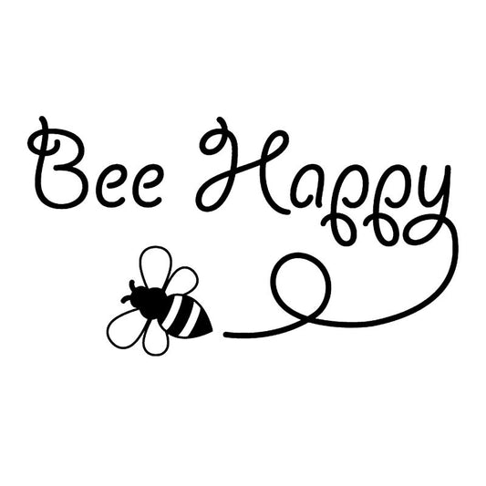New Brand 15.4CM*8.5CM Bee Happy Design Art Vinyl Car Sticker Inspirational Decal Black/Silver C19-0069