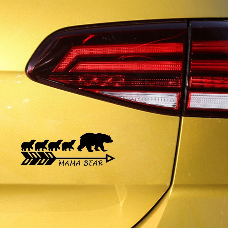 New Fashion 17.8CM*6.3CM MAMA BEAR Vinyl Car Sticker Motorcycle Mother Bear's Big Family Decal Black Silver C10-01112