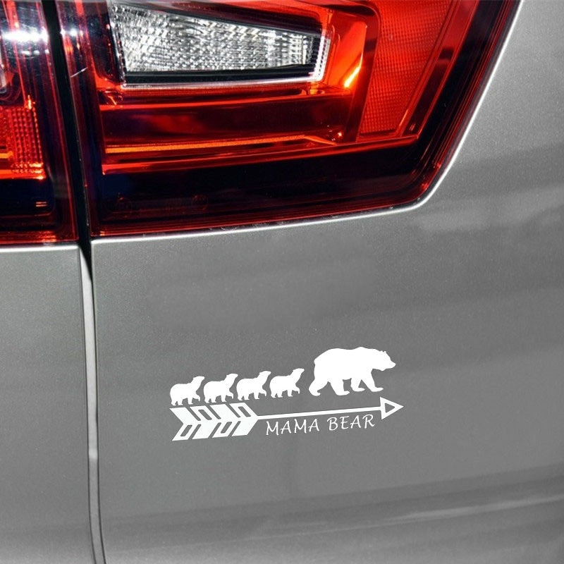 New Fashion 17.8CM*6.3CM MAMA BEAR Vinyl Car Sticker Motorcycle Mother Bear's Big Family Decal Black Silver C10-01112