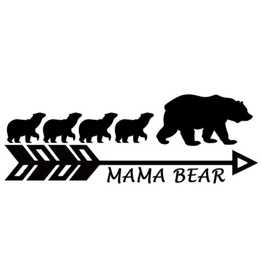 New Fashion 17.8CM*6.3CM MAMA BEAR Vinyl Car Sticker Motorcycle Mother Bear's Big Family Decal Black Silver C10-01112
