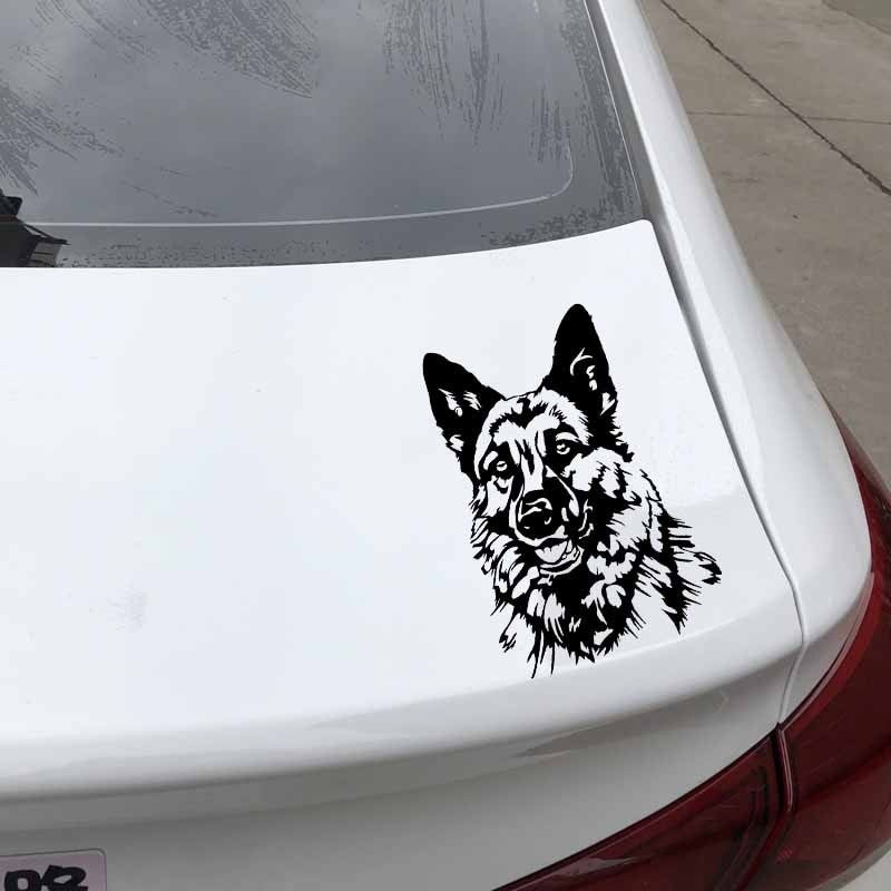 Hot 11.9X17.7CM Funny Animal Car Sticker Vinyl Decal German Shepherd Dog Black/Silver C24-1596