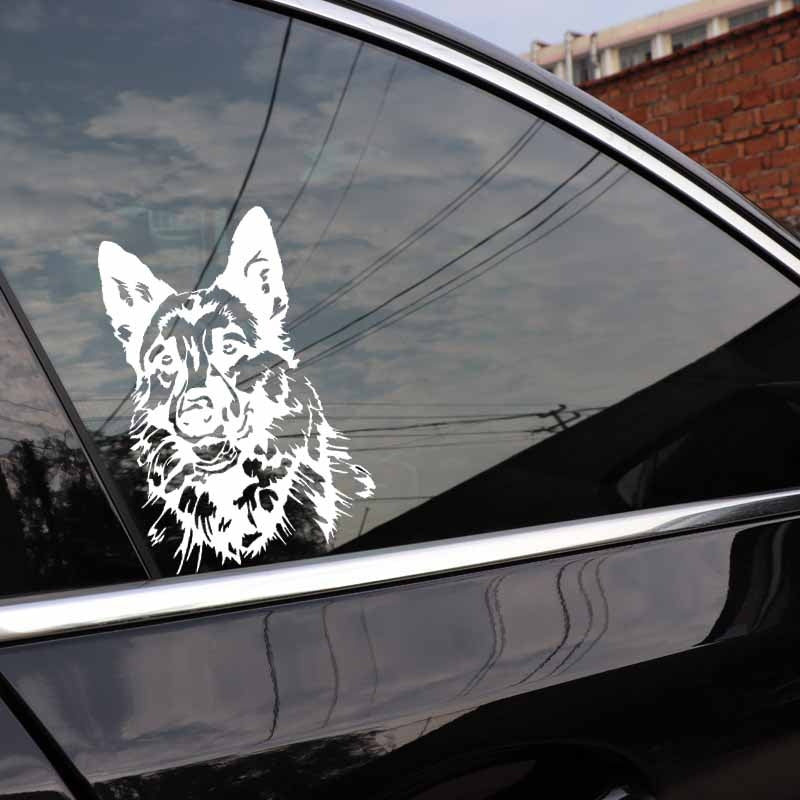 Hot 11.9X17.7CM Funny Animal Car Sticker Vinyl Decal German Shepherd Dog Black/Silver C24-1596