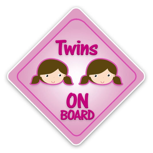 14.3*14.3CM Twins Girls On Board Cartoon Colored Warning Sign Car Sticker Bumper Window Decoration C1-5668