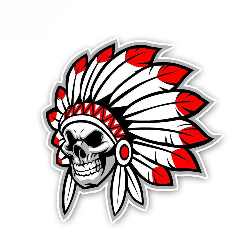 11.9CM*12CM Motorcycle Skull Native Indian Helmet  Creative Car Sticker Decal 6-2488