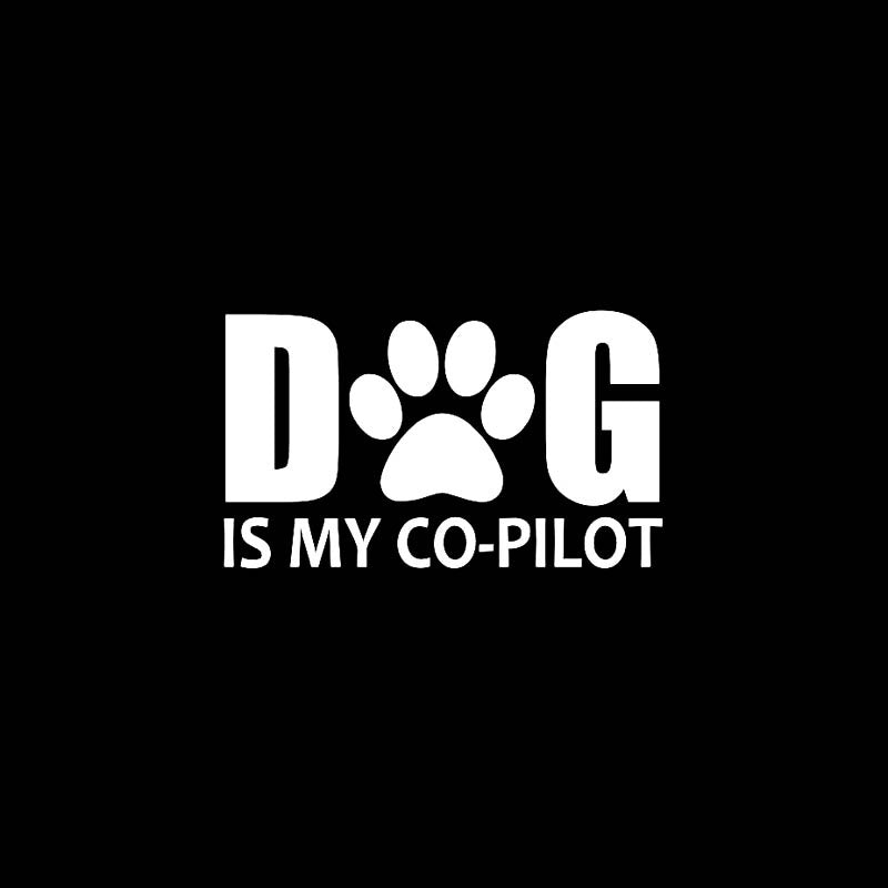 Hot 17CM*10.2CM DOG IS MY CO-PILOT Decal  Vinyl Car Sticker Dog On Board Puppy Black/Silver C10-00763