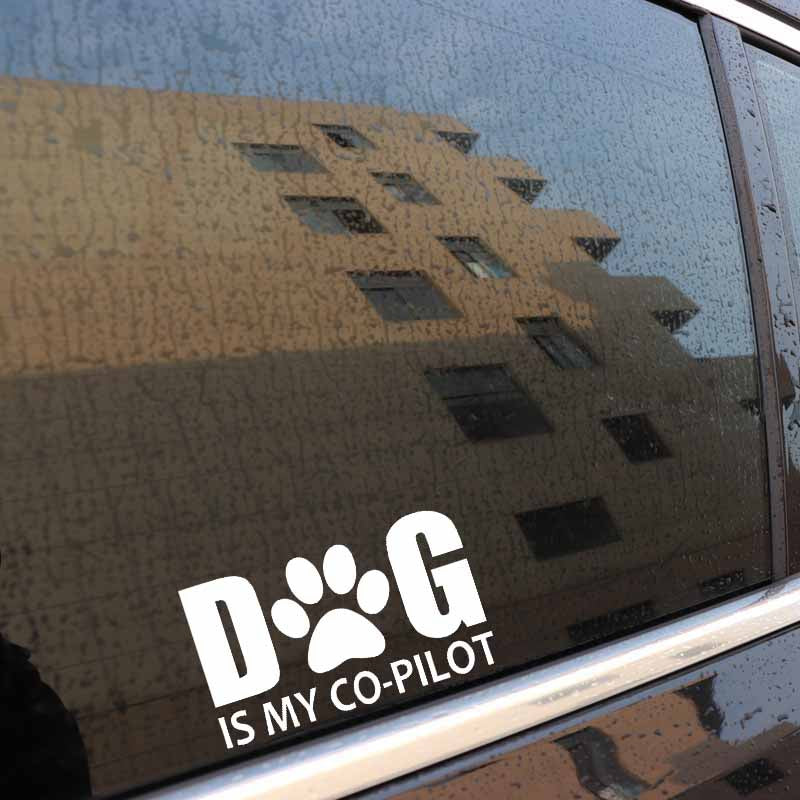 Hot 17CM*10.2CM DOG IS MY CO-PILOT Decal  Vinyl Car Sticker Dog On Board Puppy Black/Silver C10-00763