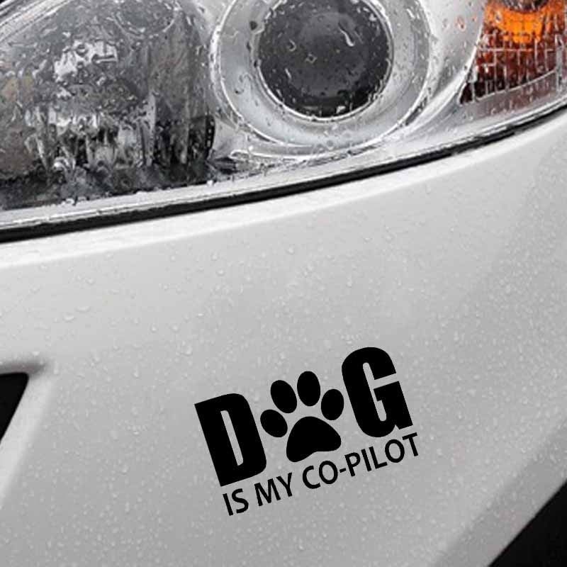 Hot 17CM*10.2CM DOG IS MY CO-PILOT Decal  Vinyl Car Sticker Dog On Board Puppy Black/Silver C10-00763