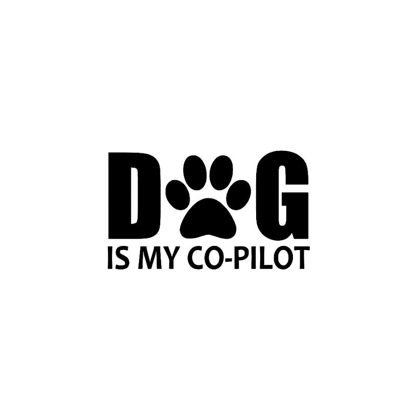 Hot 17CM*10.2CM DOG IS MY CO-PILOT Decal  Vinyl Car Sticker Dog On Board Puppy Black/Silver C10-00763