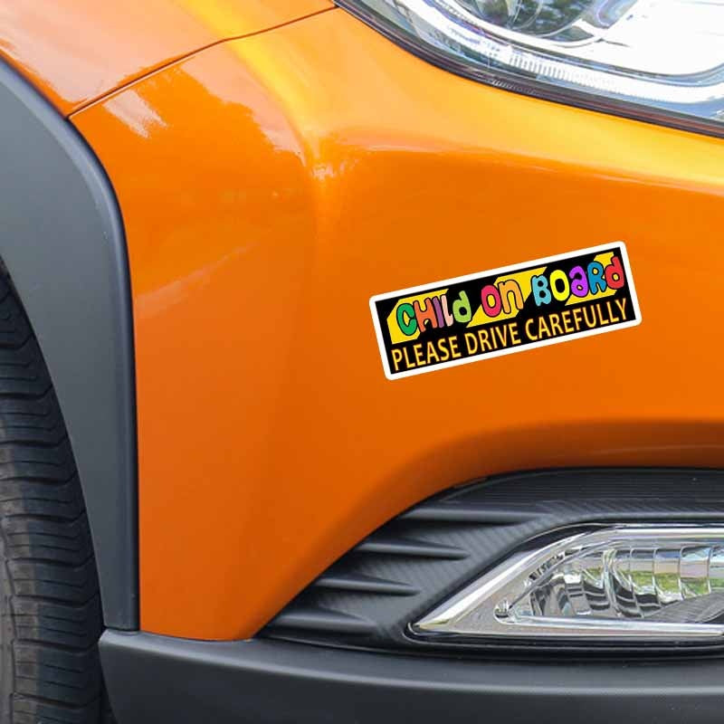 15.5*4.6CM Safety Caution Sign For Car Sticker Cartoon Child on Board Please Drive Carefully Graphic Decoration C1-5641
