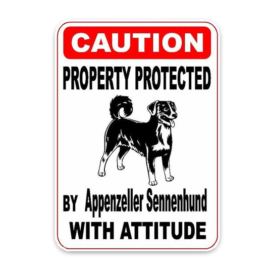 10*14.2CM Property Protected By Appenzeller Sennenhund Dog Creative Fashion  Material Car Sticker C1-4758