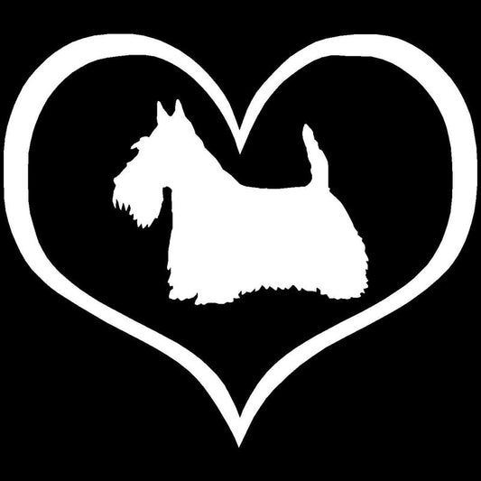 Hot 10.9*9.5CM Scottish Terrier Dog Heart Car Sticker  Decorative Window Glass Decals Motorcycle Accessories C6-0225
