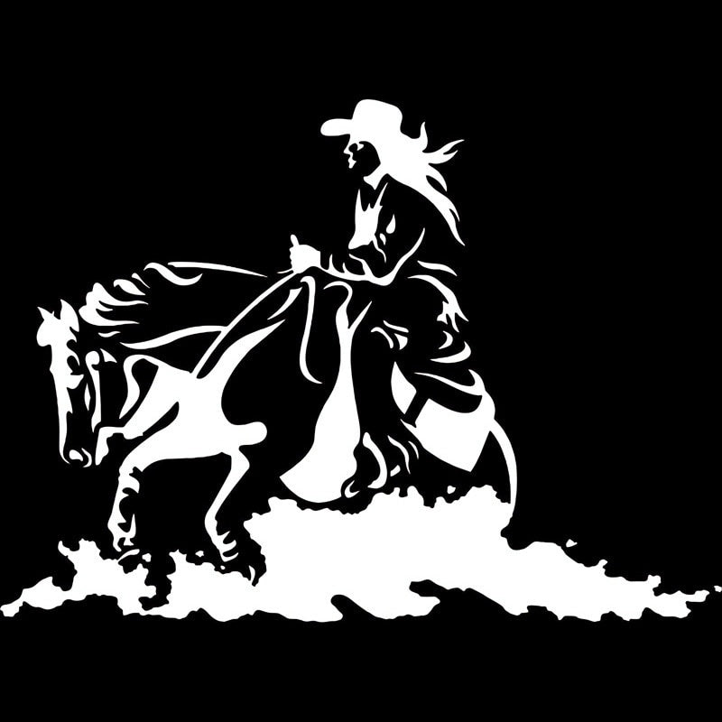 New Hot 15.3cm*11cm Cowgirl Horse Rodeo Western Cowboy  Vinyl Car-Styling Stickers Decals Black/Silver S6-2808