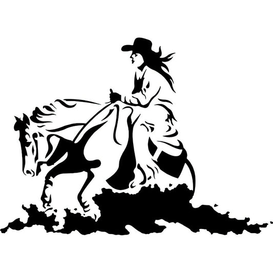 New Hot 15.3cm*11cm Cowgirl Horse Rodeo Western Cowboy  Vinyl Car-Styling Stickers Decals Black/Silver S6-2808