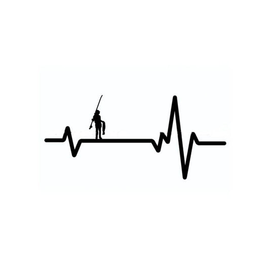 New Fashion 14cm*6.5cm HEART BEAT LINE FISHING Boy Girl Carrying FISH Rod  Vinyl Car Sticker Decals Black Silver C11-0234