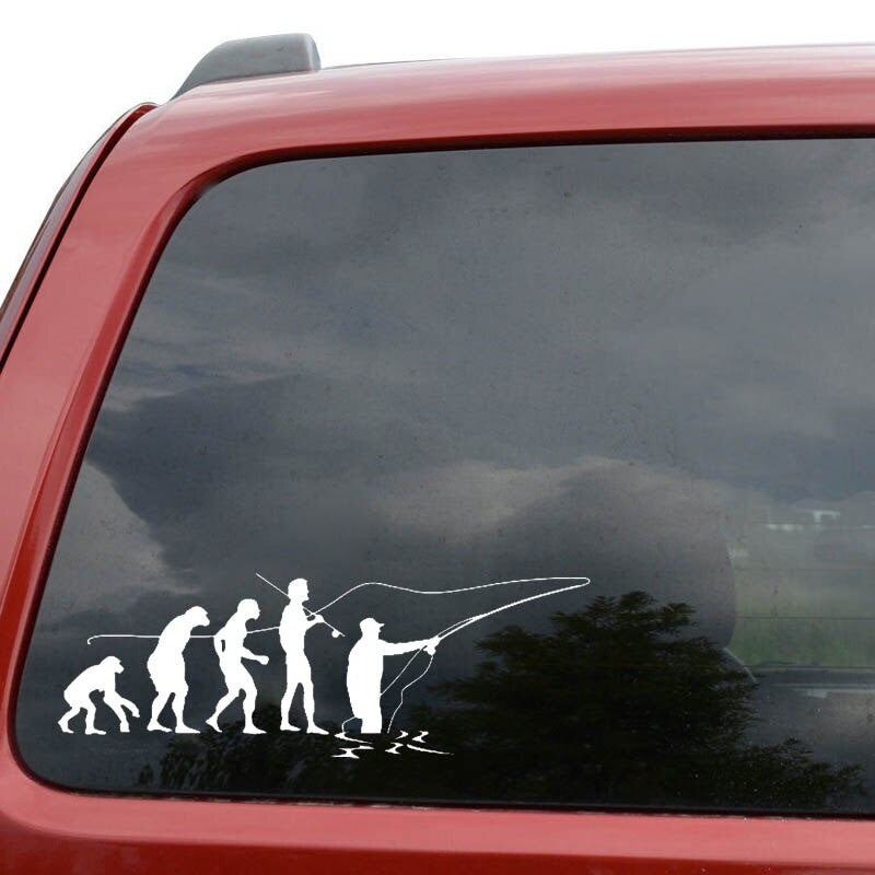 16.5cm*5.7cm Evolution OF FLY FISHING  Vinyl  Decor Decals Car Sticker Black Silver C11-0190