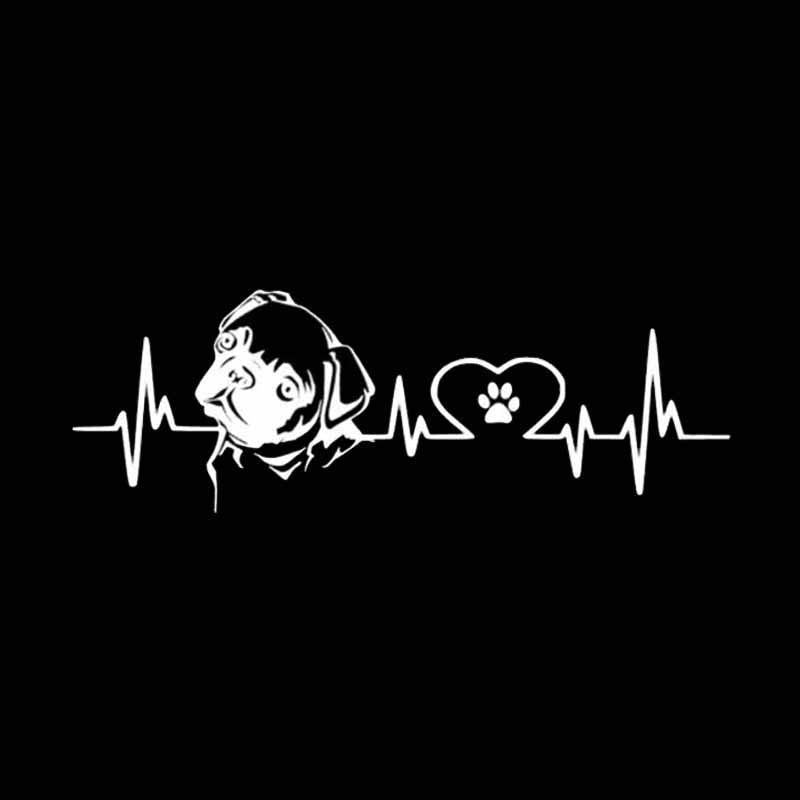 2020 NEW 18CM*6.1CM Lovely  Pug Love Pulse Car Styling Vinyl Car Sticker Black/Silver C2-3261