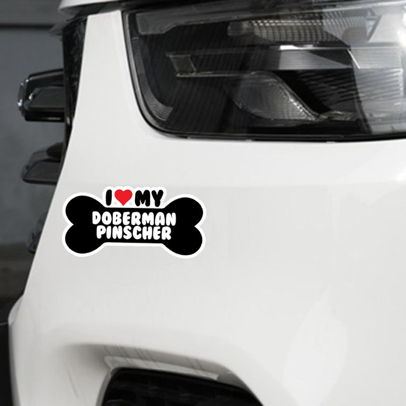15*7.1CM I Heart My Doberman Pinscher Bone  Car Bumper Car Sticker Decals C1-4186