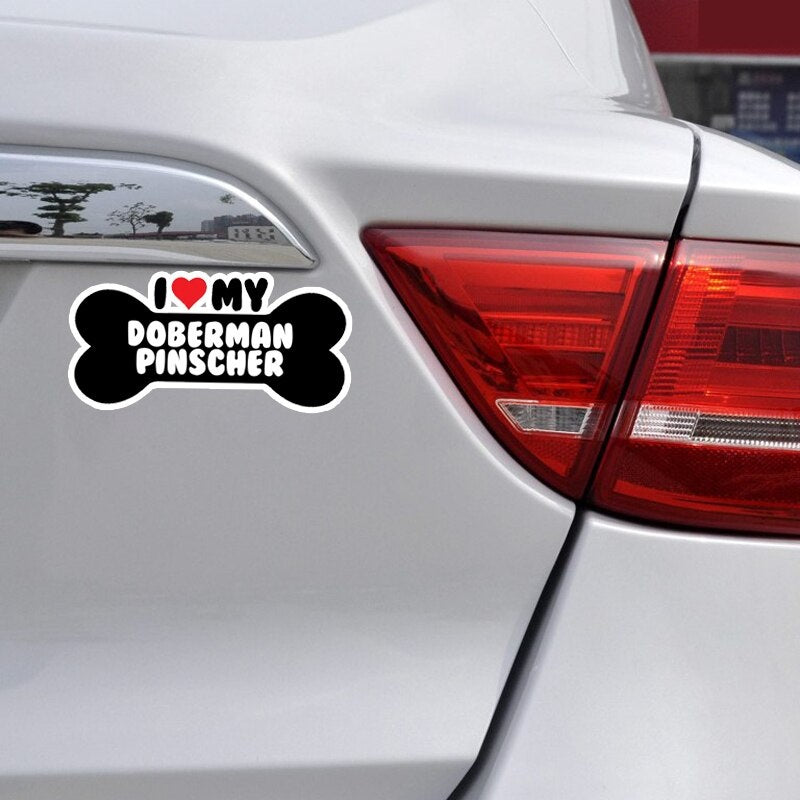 15*7.1CM I Heart My Doberman Pinscher Bone  Car Bumper Car Sticker Decals C1-4186