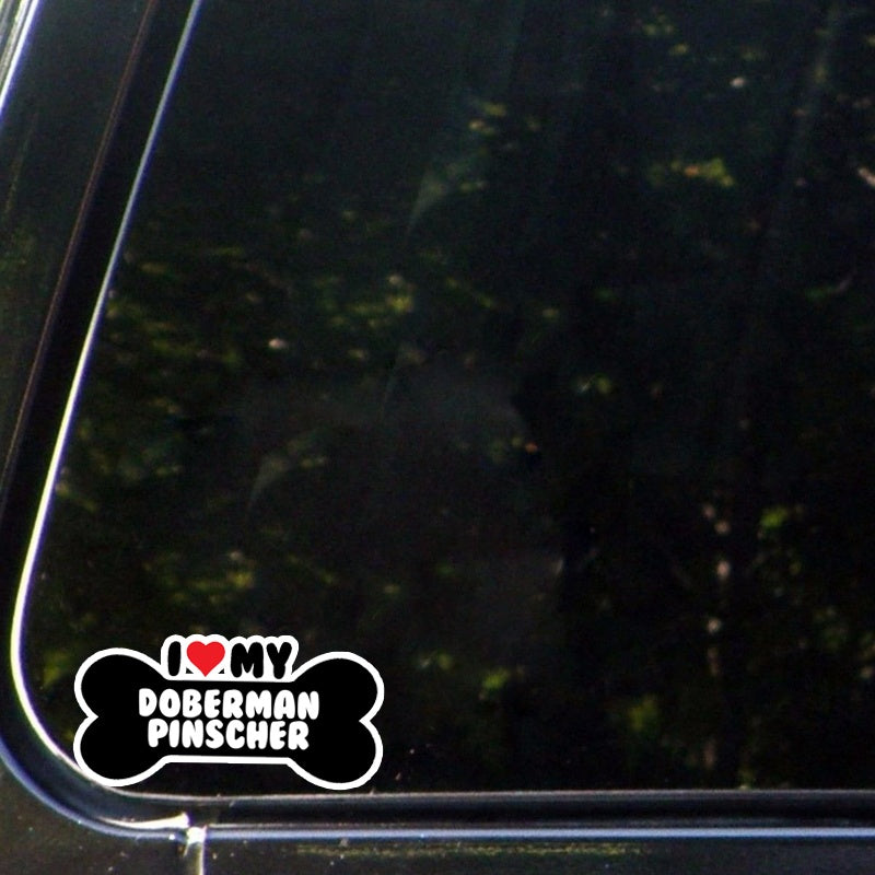 15*7.1CM I Heart My Doberman Pinscher Bone  Car Bumper Car Sticker Decals C1-4186